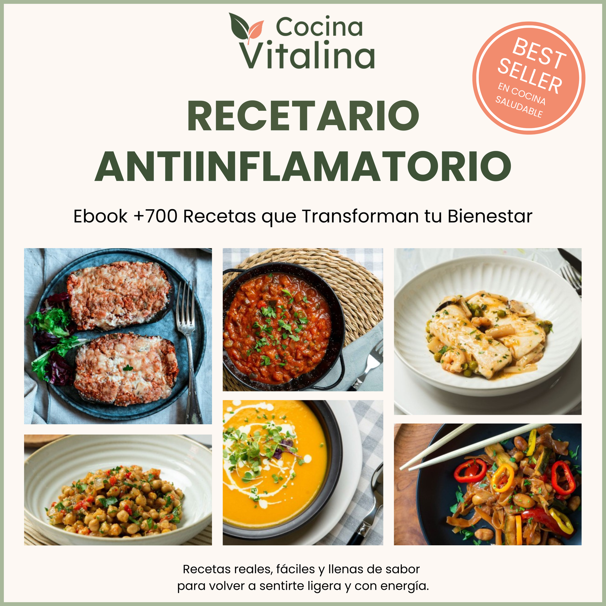 Recetario Antiinflamatorio Vitalina +700 Recetas que Transforman tu Bienestar